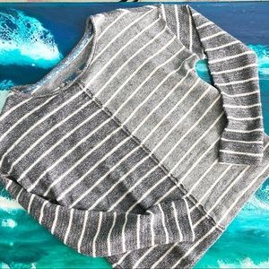 Anthropologie Gray Stripe Crew Sweater NWOT